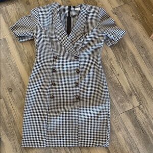 Vintage Jazz II Black and White Checkered Dress